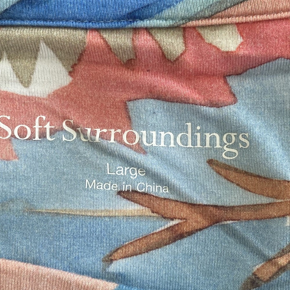 Soft Surroundings Womens Aqua Bloom Top Size Large Art To Wear Colorful Boho - Picture 5 of 9